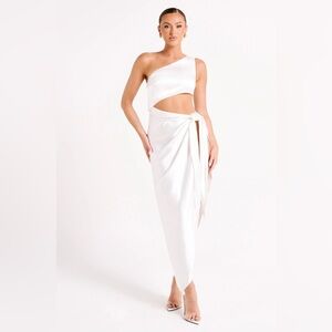 Meshki Navarah One Shoulder Midi Dress - White